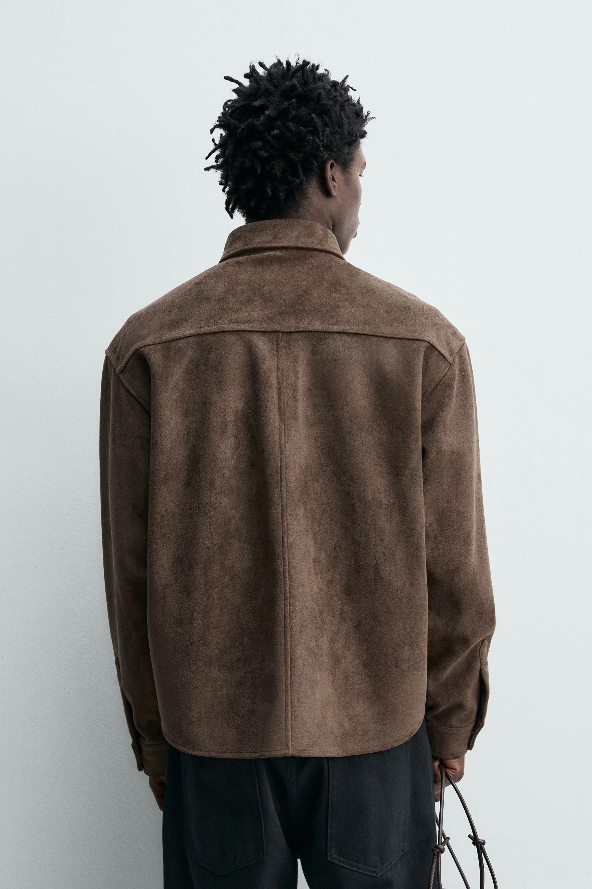 REGULAR FIT FAUX SUEDE OVERSHIRT